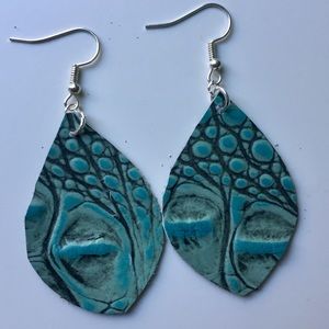 Beautiful Crocodile Leather Drop Earrings